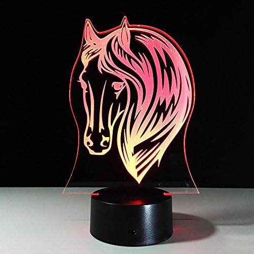 Lâmpada noturna 3d Horse 3d 7 Alteração de cor LED USB Acrílico Pequeno Night Light Light Indoor Lâmpada Brinquedos e Presentes