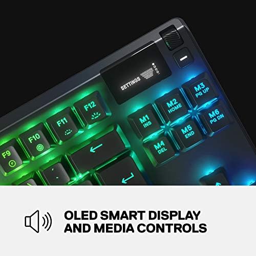 SteelSeries Apex 7 TKL compacto teclado mecânico de jogos - OLED Smart Display - controles de passagem e mídia USB - linear