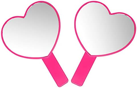 Topyhl 2pcs em forma de coração espelho de mão, espelho portátil portátil de viagem espelho cosmético portátil com alça