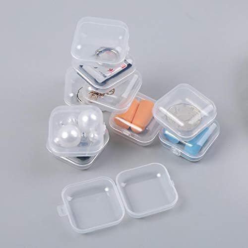 JWEEMAX Mini Storage Containers Caixa, 10 peças quadradas Caixa de jóias de plástico transparente Caixa de jóias Medicina Caixa de jóias de presente pequena caixa de joias