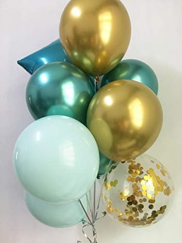 Decorações de aniversário Mint Green Gold - Feliz Aniversário Balões Chrome Green Set Bannner FOIL para crianças Momen