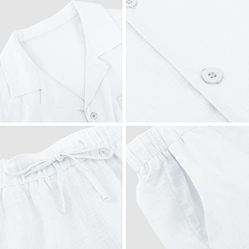 Fenxxxxl de linho masculino Roupfits 2 peças moda de manga curta shorts para baixo conjunto de roupas de roupas de verão