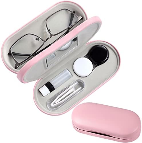 Caixa de lente de contato Aitime, kit de casos de contato, estojo de lente de contato portátil de 2 em 1 em lados e estojo de