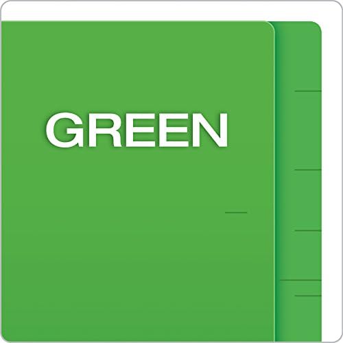 Pastas de fixador de ponta final de cor, tamanho da letra, corte verde, corte reto, 50/bx