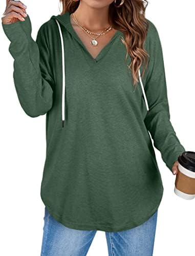 Hoodies bofell para mulheres pulôver de manga comprida V camisetas de pescoço casuais moletons moletons