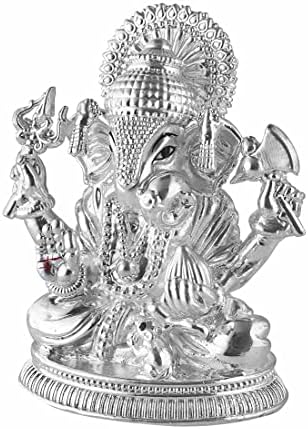 Prd Caratcafe Silver 999 Dagdusheth Ganesh estátua, 18+ gms de prata deus Murti para casa pooja