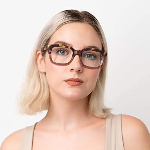 Miyya 6 Pack Fashion Reading Glasses para mulheres, bloqueio de luz azul /leitores anti -UV quadrados de tamanho grande com dobradiça de primavera, médio
