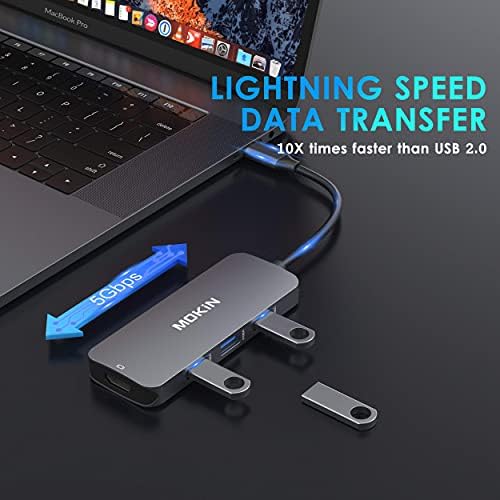 Hub USB C para MacBook Pro/Air, Adaptador USB C, USB C Dongle, 7 em 1 Docking Multiating Station para 3 USB 3.0,