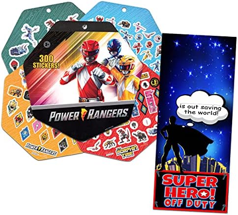 Mochila Power Rangers com lancheira para meninos, pacote de meninas ~ 4 pc com bolsa escolar com Rangers Power, lancheira, adesivos, mais