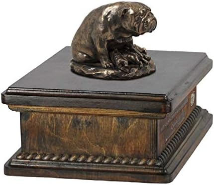 Bulldog Mama, Urn for Dog Ashes Memorial com estátua, nome e citação de animais de estimação - Artdog personalizado