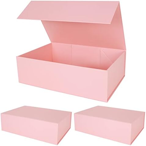 Caixa de presente dobrável da Aimyoo Pink com tampas de fechamento magnético 13.8x9x4.3, caixa de proposta de dama de
