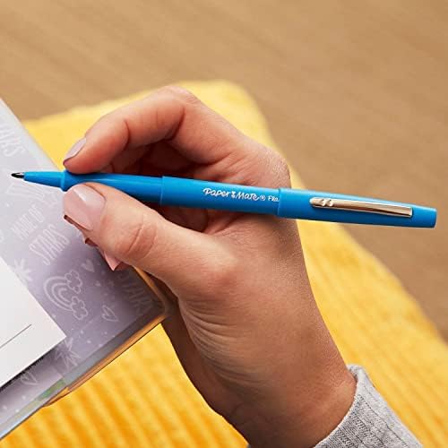 Papel companheiro de papel 8410152 Flair Medium Felt Tip Stick Pen, tinta azul.7mm, dúzia