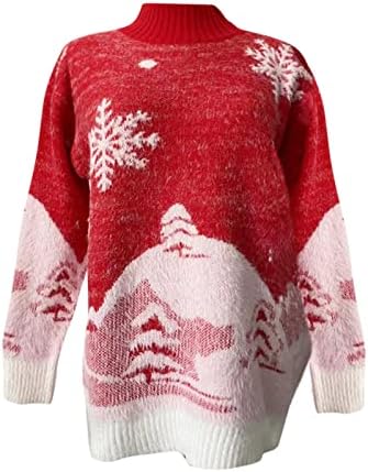 Os suéteres femininos de Ymosrh para férias de malha de manga comprida suéter de suéter de chapolo do suéter de Natal Cardigan
