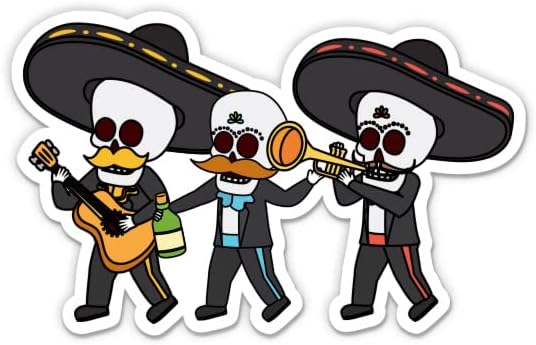 Música mexicana de mariachi fofo engraçado - adesivo de vinil de 3 - para laptop de carro para laptop water garrafa - decalque impermeável