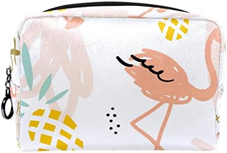 Tbouobt Sacos cosméticos para mulheres, Bolsa de maquiagem Acessórios de bolsas de higiene pessoal de viagem Organizador, Flamingo Parrot Palmy Folhas Pássaro do Paraíso Tropical