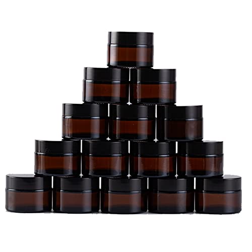 Sobre notícias 15pcs 1 oz frascos de recipiente de vidro com tampas, âmbar cosméticos vazios para creme, loção