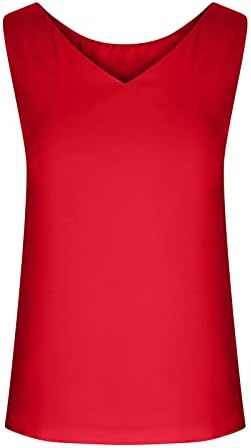 Tanque de chiffon de pescoço em V Tampes femininas de grande porte de verão sem mangas camisetas casuais tanques lisos sólidos