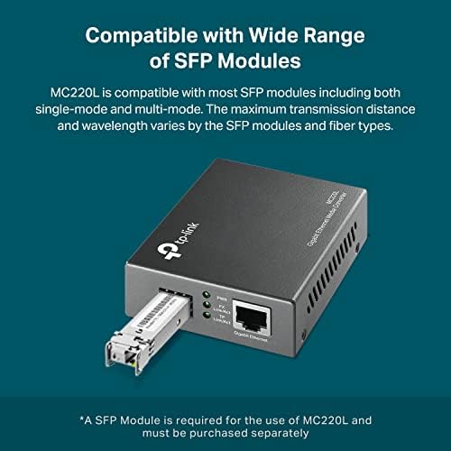 TP-Link Gigabit Módulo SFP | 1000BASE-LX Mini GBIC Módulo de fibra de modo único | Plug and play | Interface LC/UPC | Até 10 km