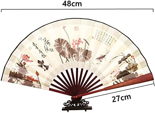 Fã de seda dobrável retrô de estilo chinês Men Decorativo Pocket Bamboo Handle Fan Hand Fan