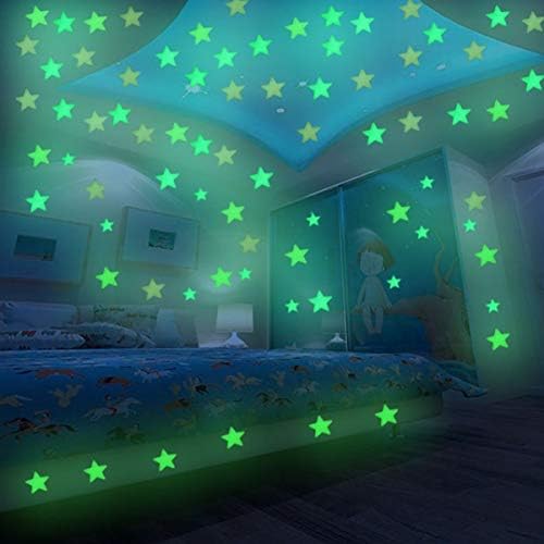 AMOSFUN 100pcs brilharem nos adesivos de parede das estrelas escuras Decalques de parede de teto Decalques de parede de teto Luminous