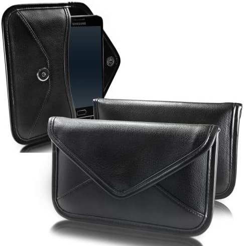 Caso de ondas de caixa para Huawei 5G Mobile Wifi Pro - Elite Leather Messenger Bolsa, Design de envelope de capa de couro sintético para Huawei 5G Mobile WiFi Pro - Jet Black