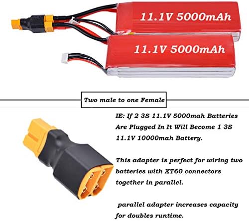 2pcs sem fios conector xt60 xt-60 conector paralelo 1 fêmea a 2 macho para rc lipo nihm bateria esc.