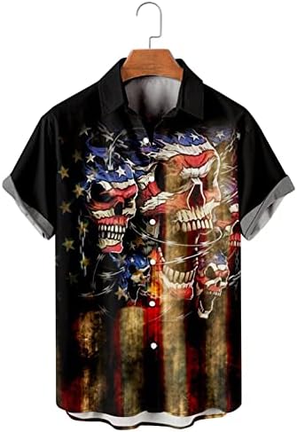 Xxbr 4 de julho Camisetas havaianas para homens Patriótico Americano Patriota Americana Tops Button Down Down Casual Casual Casual