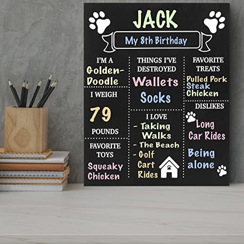 Jennygems Dog Milestone Chalkboard Sign, 11,5x14,5 polegadas, foto de foto para cães, presente de mãe, cachorro pai,