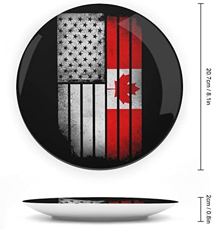 Placa decorativa de cerâmica de bandeira preta e Canadá com exibição pendurada no casamento personalizado de casamento