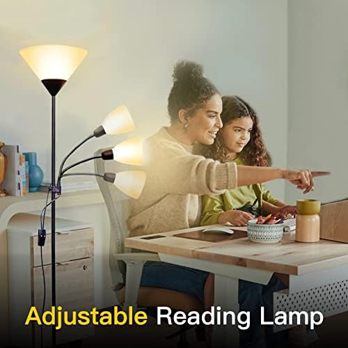 Lâmpada de piso Hyh-Bulb com lâmpada de leitura, altura do piso da lâmpada em pé ajustável, lâmpada LED de 6W 4W