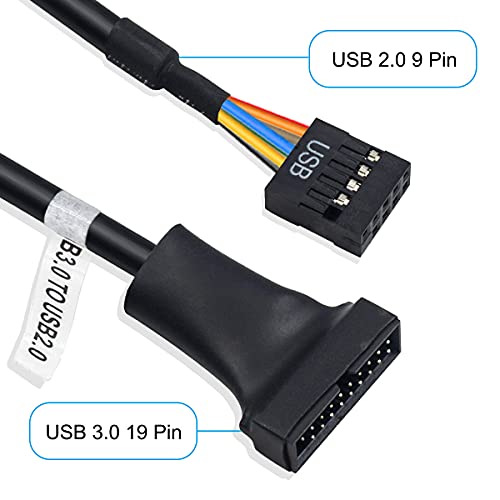 DKARDU 8 Pacote USB 3.0 Cabeçalho para USB 2.0, 19 pinos USB3.0 Male a 9 pinos USB2.0 Conversor de cabo do adaptador