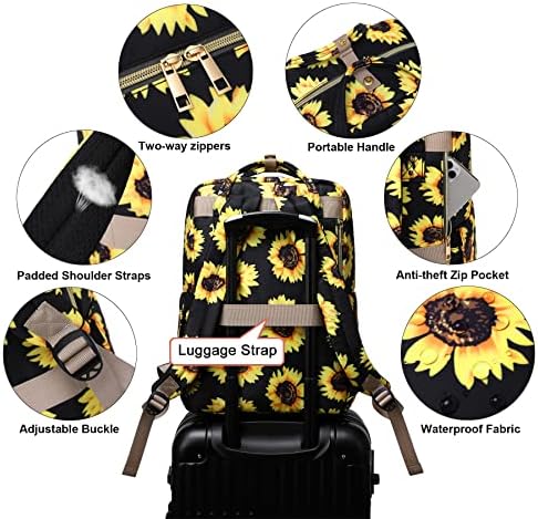 Kouxunt Sunflower Laptop Backpack College Bookbag School Backpack for Women Girls, mochila de viagem Backpacks de 15,6