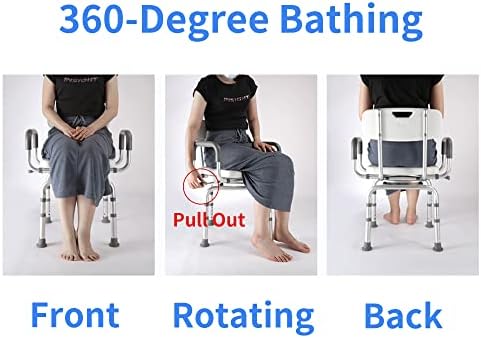 Cadeira de chuveiro giratória de jachee para banheira, cadeira de chuveiro rotativa para chuveiro interno, girando cadeira de