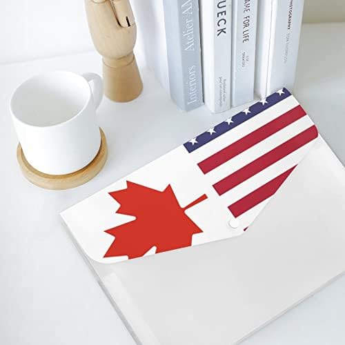 Canadá e bandeira dos EUA Expanding File Pasta Pasta de acorde 6 bolsos Organizador de papel organizador de documentos Organizador