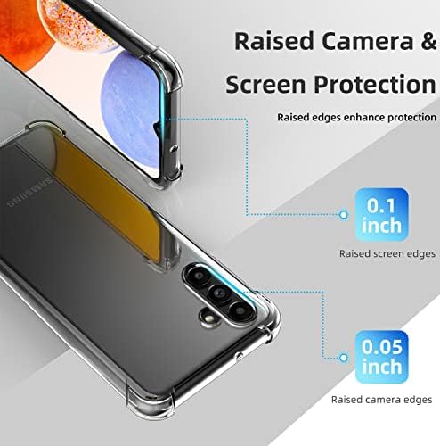 Kiomy Clear Caso para Samsung Galaxy A14 5G com 2PCS HD Protetores de tela de vidro temperado Tampa ultra transparente