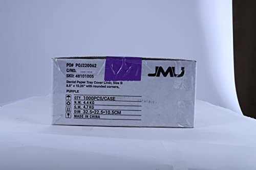 Lineador de tampa de papel odontológico JMU, tamanho B 8.5 x 12,25, com cantos arredondados, 70g, 1000pcs/estojo, roxo