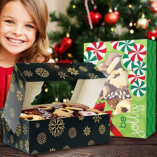 Festa engraçada 12 Caixas de biscoito de Natal -Large Holiday Bakery Food Reccameter para doação de presentes com 80 contagem de adesivos de presente de folha de Natal