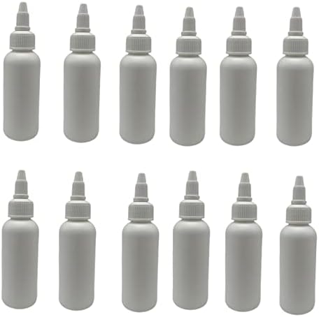 2 oz garrafas de plástico Cosmo Branco -12 Pacote de garrafa vazia Recarregável - BPA livre - óleos essenciais - aromaterapia