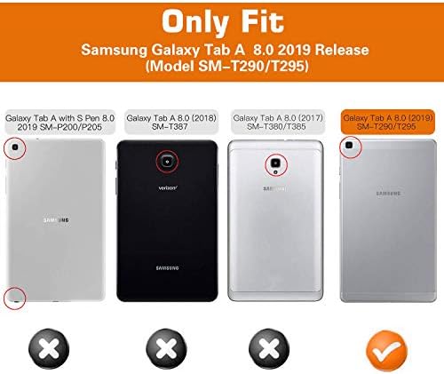 Caixa Apoll para Samsung Galaxy Tab A 8.0 2019 SM-T290/T295, caixa T290, suporte de rotação rotativo de 360 ​​graus Anti-arranhão PU Couather + Hard PC FILTE FIXA GALAXY TAB A 8,0 polegadas 2019 Tablet, DarkBlue