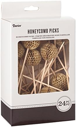 Darice Gold Honeycomb bandeira redonda na seleção de madeira, 24 peças