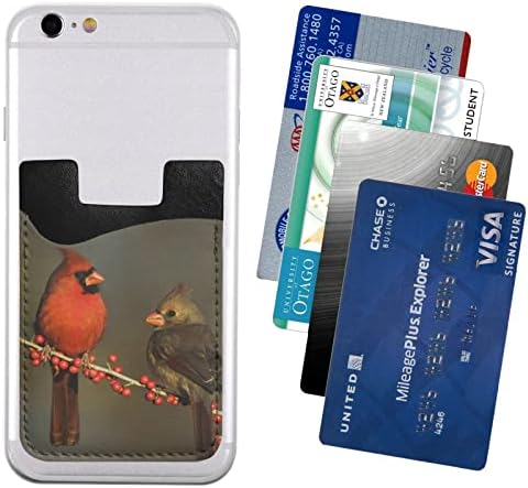 Red Birds Telefone Casta Titular do cartão, Casca de cartão de crédito Auto-adesiva PU para o smartphone de 2,4x3,5 polegadas
