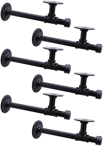 Suportes de prateleira de tubos industriais de 3/4 , suportes de prateleiras de parede de ferro preto montadas na parede penduradas suportes de tubos personalizados para prateleiras flutuantes