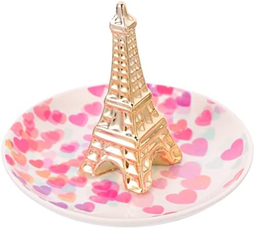 Cabilock Eiffel Tower Ring Prato de jóias cerâmicas Bandeja de bugiganga Decorativa Ring Solder para anéis Brincos Colares