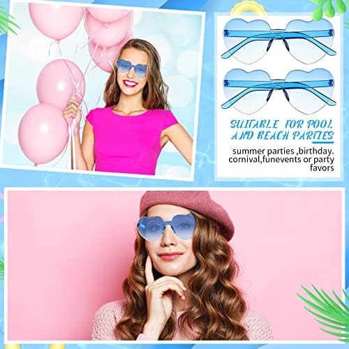 Yexiya 16 pares de óculos de sol sem forma de borda do coração Love Transparente Fun Sunglasses Acessórios para mulheres para mulheres