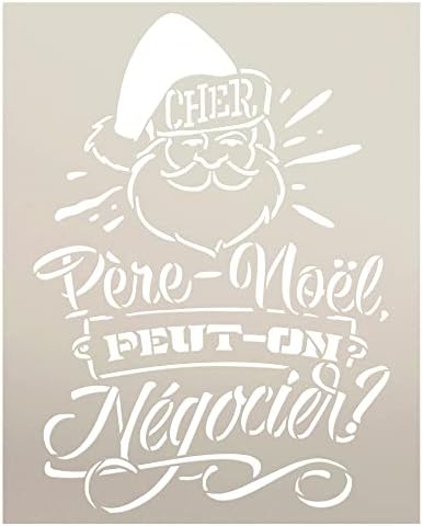 Pere Noel Peut sobre estêncil francês mais Negocier com Papai Noel por Studior12 - Selecione Tamanho - EUA Made