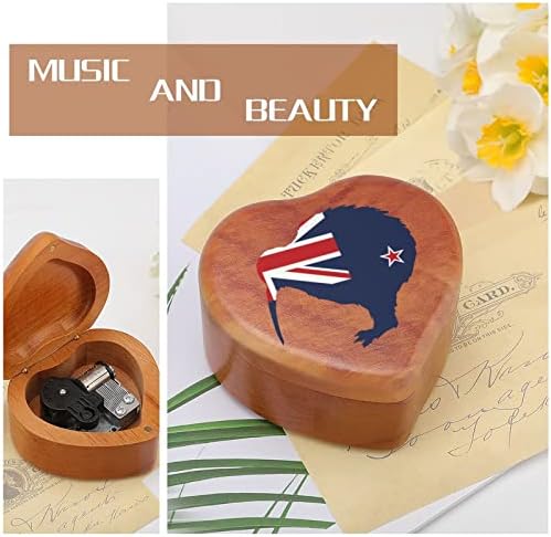 New Zealand Kiwi Bird Wood Music Box Presentes de caixa musical gravada antiga para aniversário de Natal de Ação de Graças