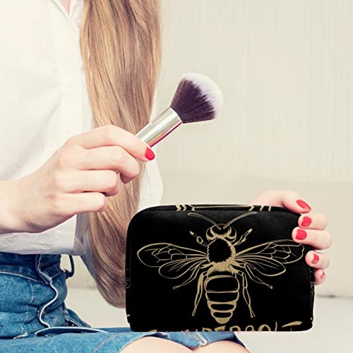 Bumble Bee Inseto Pouca de bolsa de maquiagem para uma bolsa de higieness portátil para mulheres para mulheres presentes para meninas