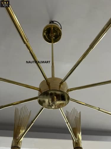 Náuticomart grande skyla bronze sputnik lustre meados do século moderno luzes de teto de latão