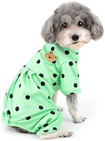 Pijama de roupas de cães de estimação zunea para cães pequenos Proteção à barriga macia Polca de pães de pães de