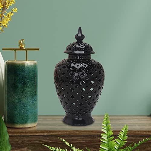 Ovast Chinês Tradicional Porcelana Ginger Jar Temple Jar Arranjo floral com vasos de flores de cerâmica de tampa para casa de